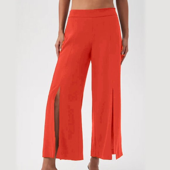 Trina Turk Davon Wide-Leg Pants With Front Slits
